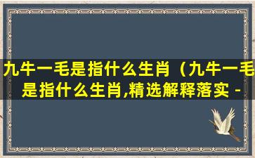 九牛一毛是指什么生肖（九牛一毛是指什么生肖,精选解释落实 - 大象信息）